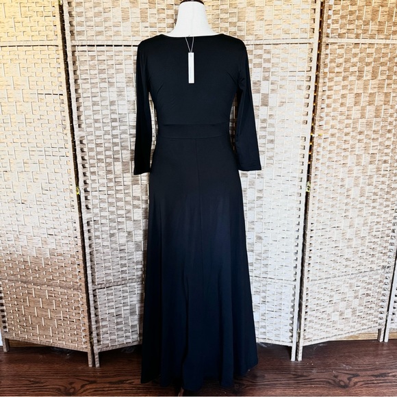 NWT black stretch knit Poseshe maxi dress L - Picture 7 of 13